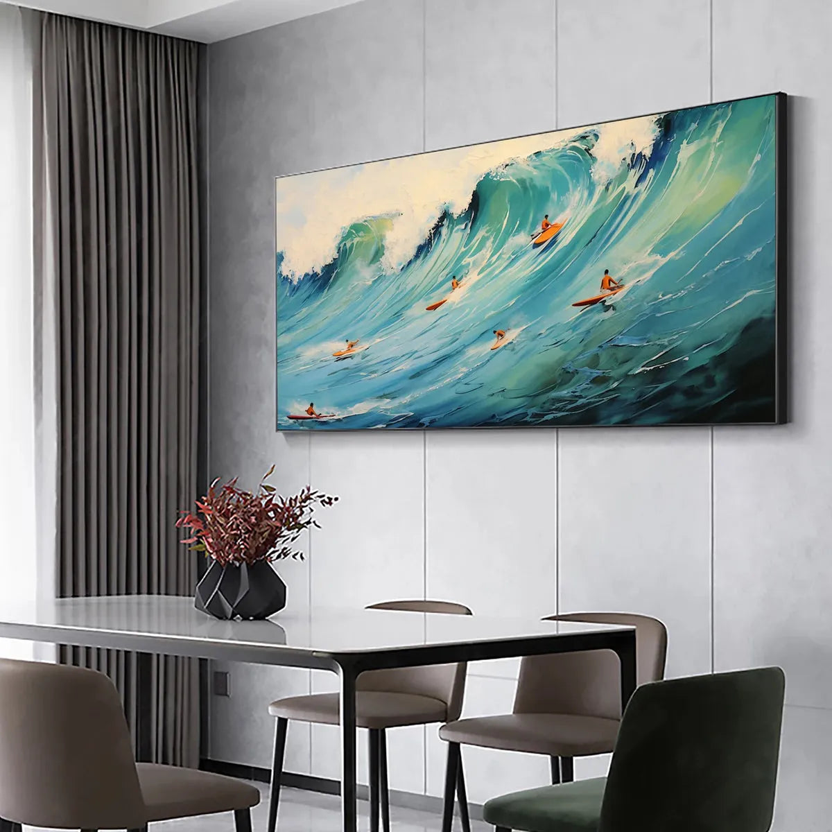 Vintage Style Surfing Painting | Retro Ocean Wall Art #AA 220