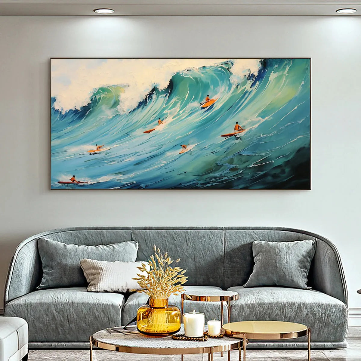 Vintage Style Surfing Painting | Retro Ocean Wall Art #AA 220