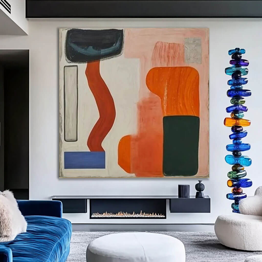 Orange and Pink Abstract Shapes Art | Warm Earth Tone Decor #AA 360