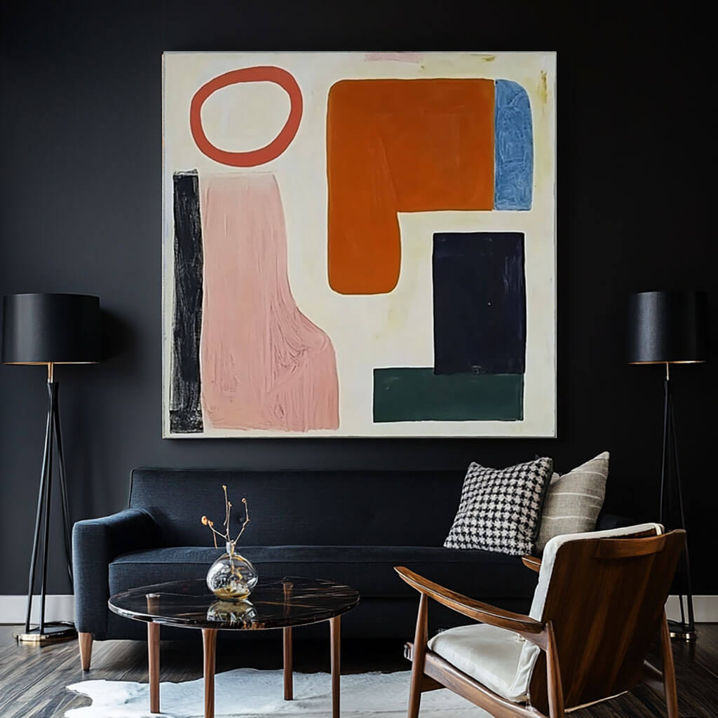 Large Colorful Abstract Art | Square Geometric Painting #ZZ 221