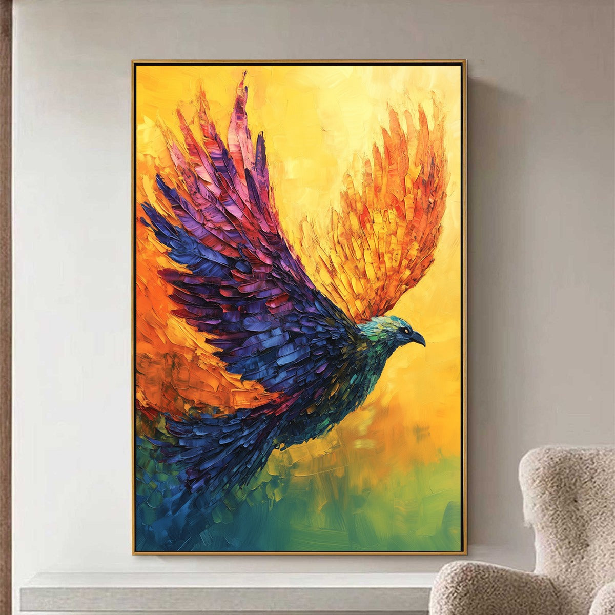Impasto Bird Painting | Textured Abstract Feather Art