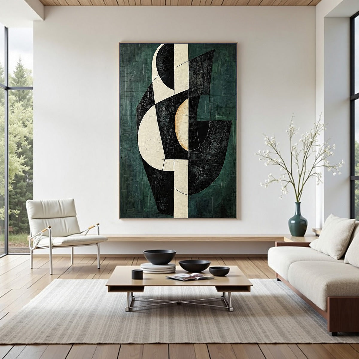 Mid-Century Modern Inspired Art | Large Abstract Painting #AA 206