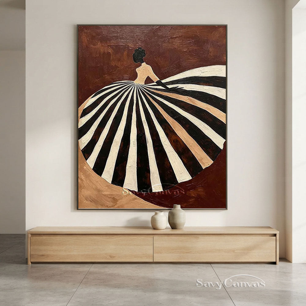 Abstract Vintage Ballgown Lady Textured Oil Painting #SS 207