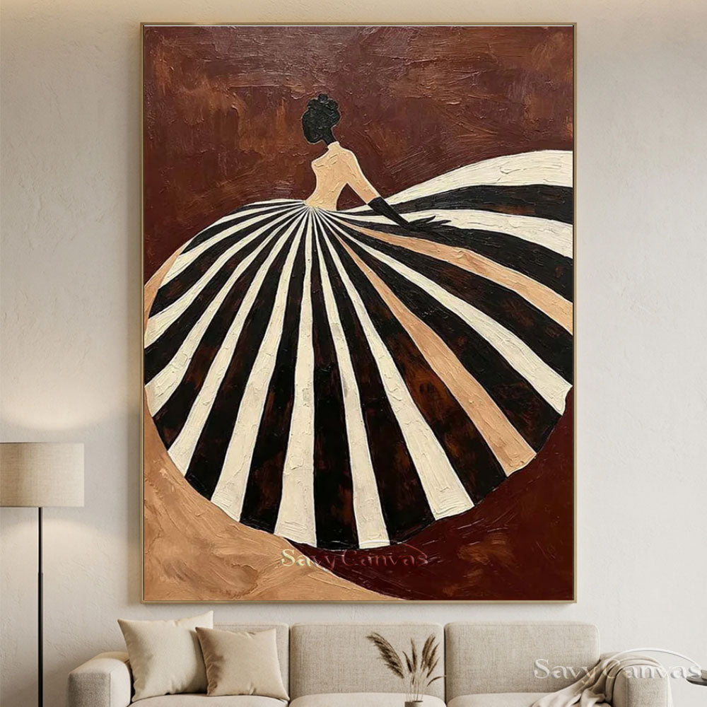 Abstract Vintage Ballgown Lady Textured Oil Painting #SS 207