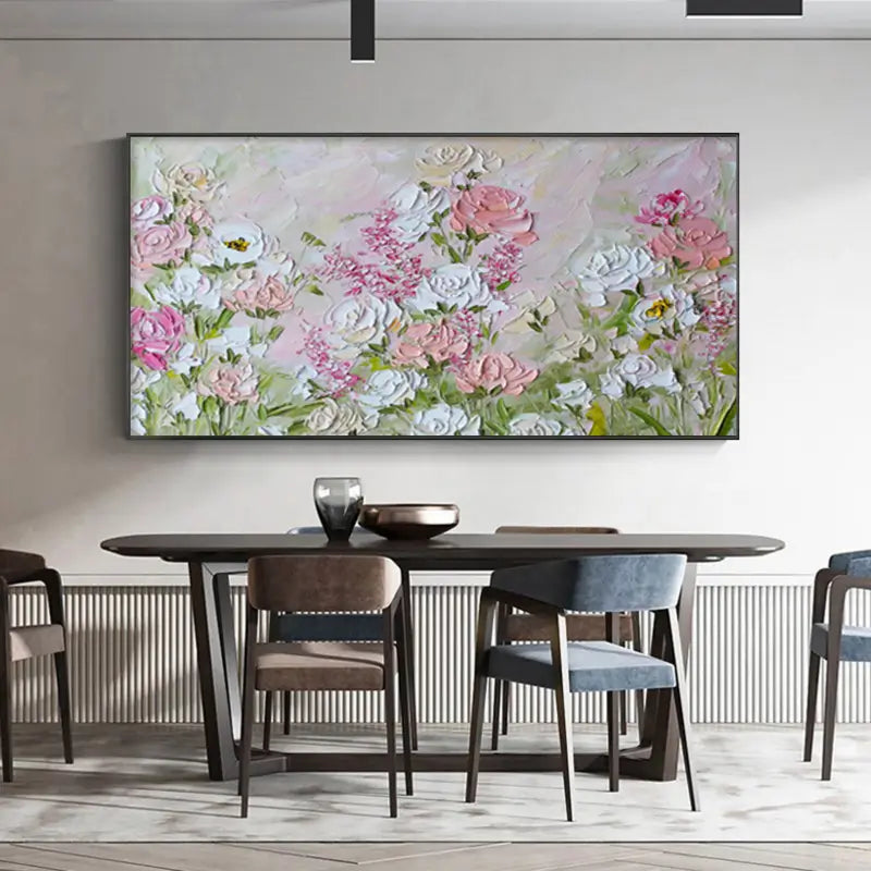 Romantic Textured Flower Painting | Contemporary Floral Wall Art
