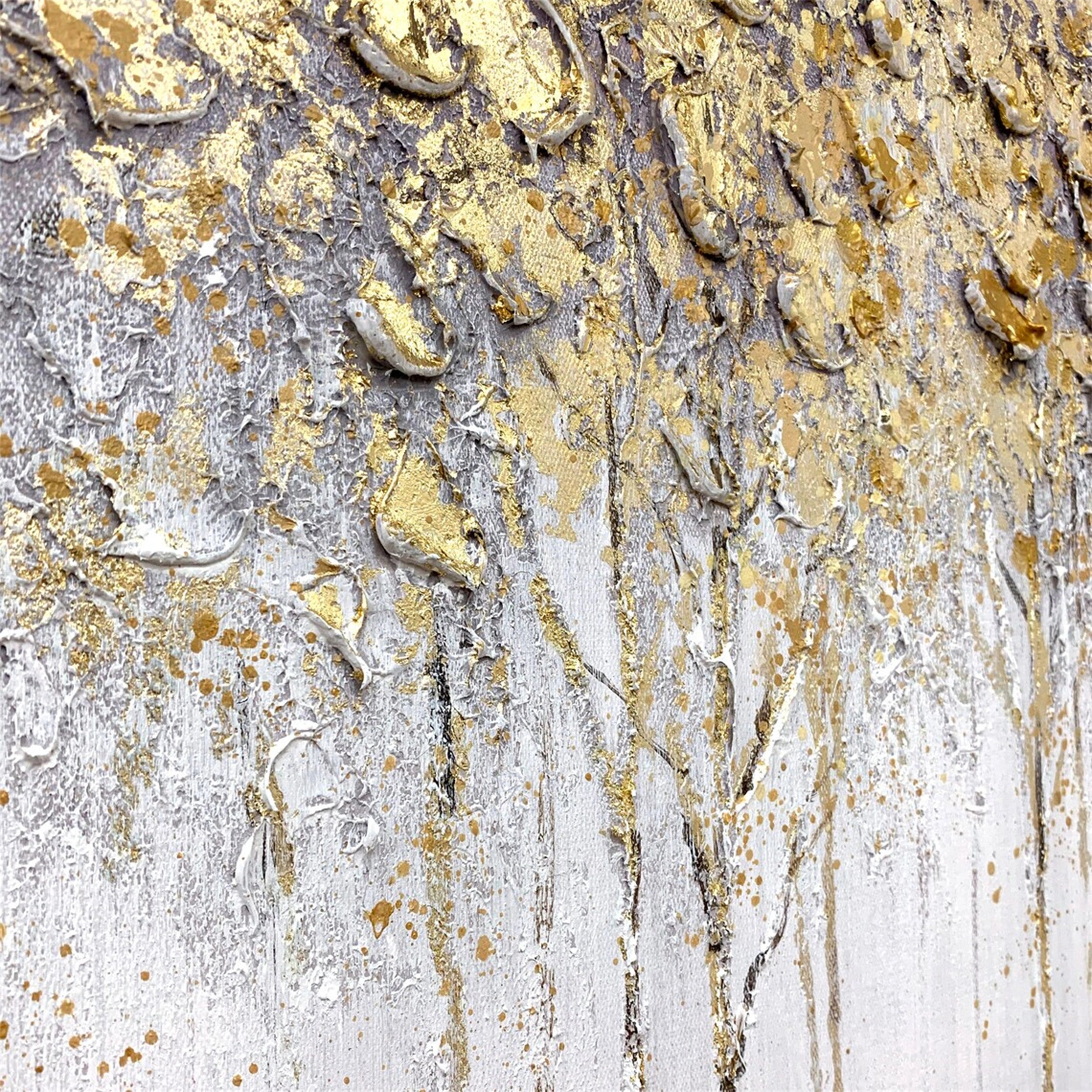 Textured Gold Tree Painting | Large Panoramic Abstract Forest Art #JJ 100