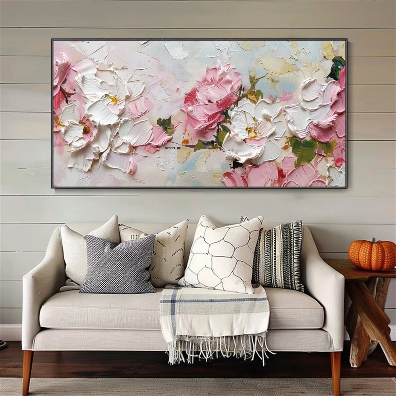 Romantic Textured Flower Painting | Contemporary Floral Wall Art #JJ 101