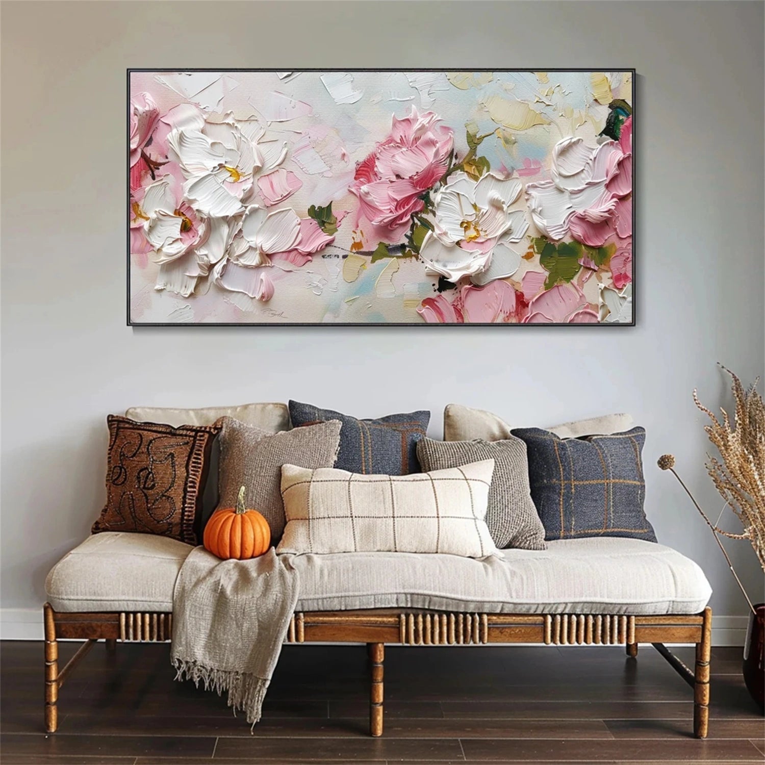 Romantic Textured Flower Painting | Contemporary Floral Wall Art #JJ 101