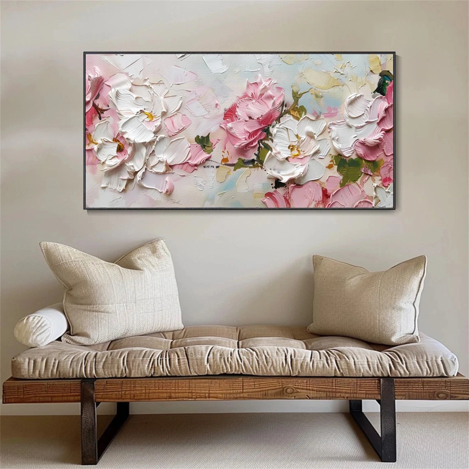 Romantic Textured Flower Painting | Contemporary Floral Wall Art #JJ 101