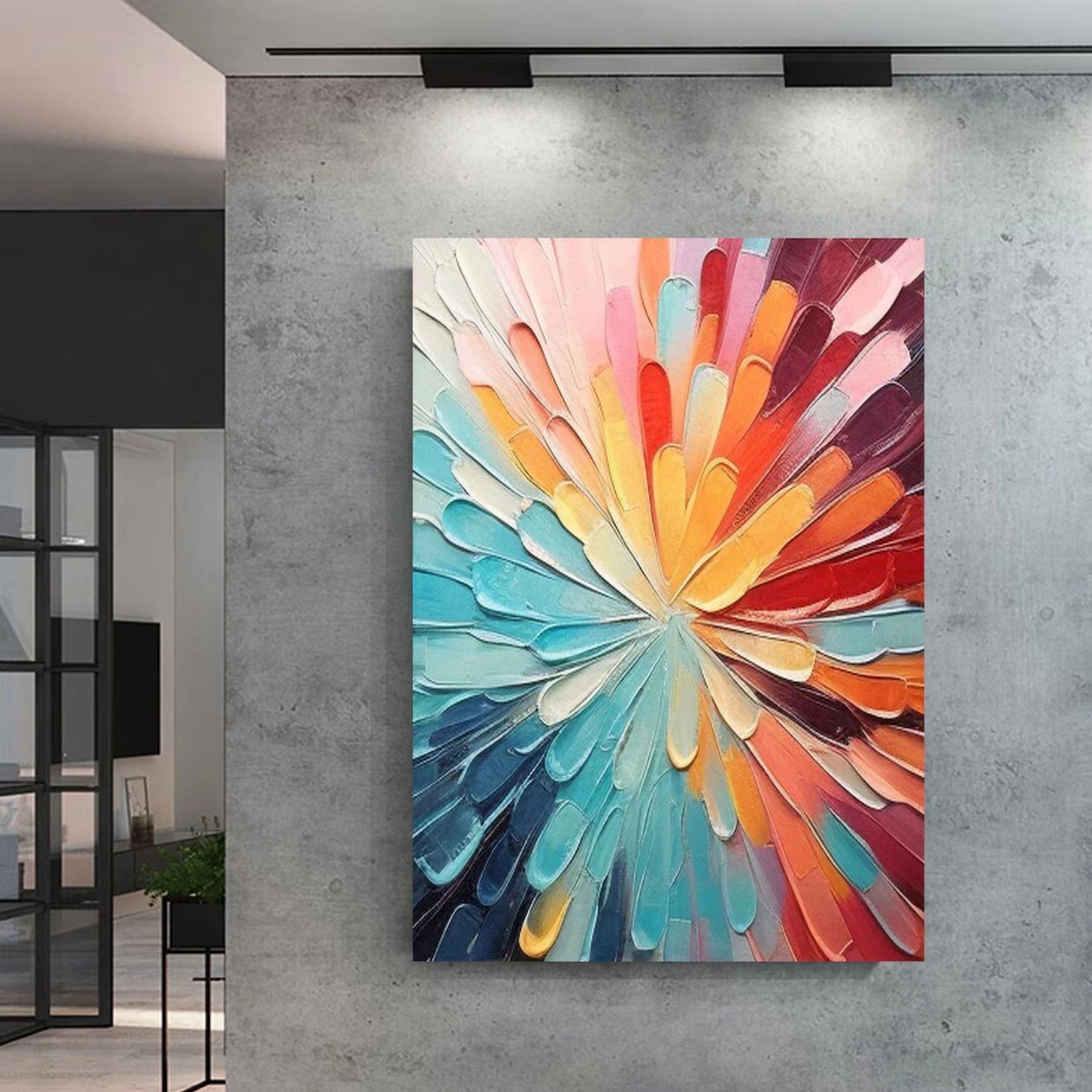 Colorful Textured Abstract Art - Modern Vibrant Decor Painting #JJ 112