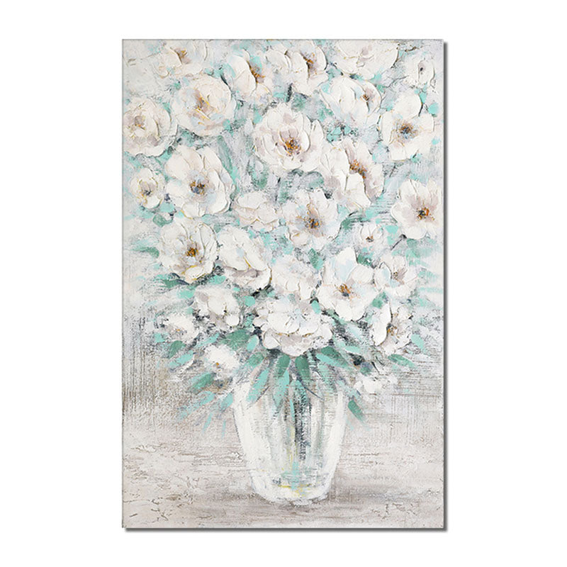 Elegant White Floral Art | Textured Flower Vase Painting #ZZ 252