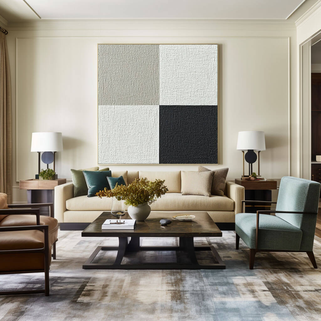 Black and White Abstract Painting - Contemporary Wall Art for Home #JJ 429