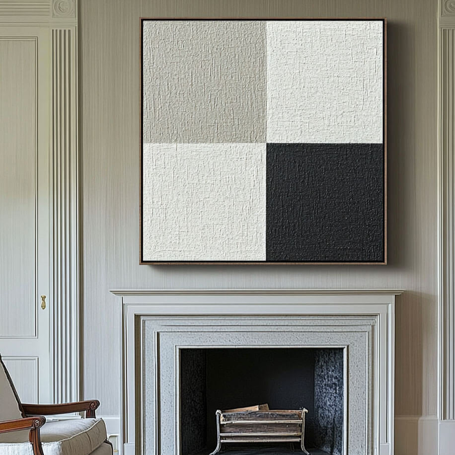 Black and White Abstract Painting - Contemporary Wall Art for Home #JJ 429