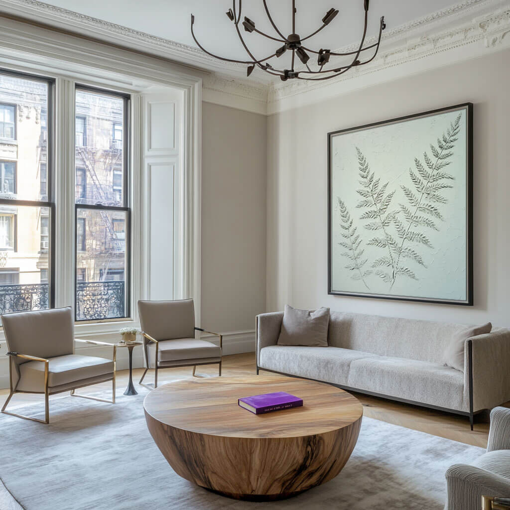 Textured Botanical Wall Art - Modern Fern Canvas Painting #JJ 431