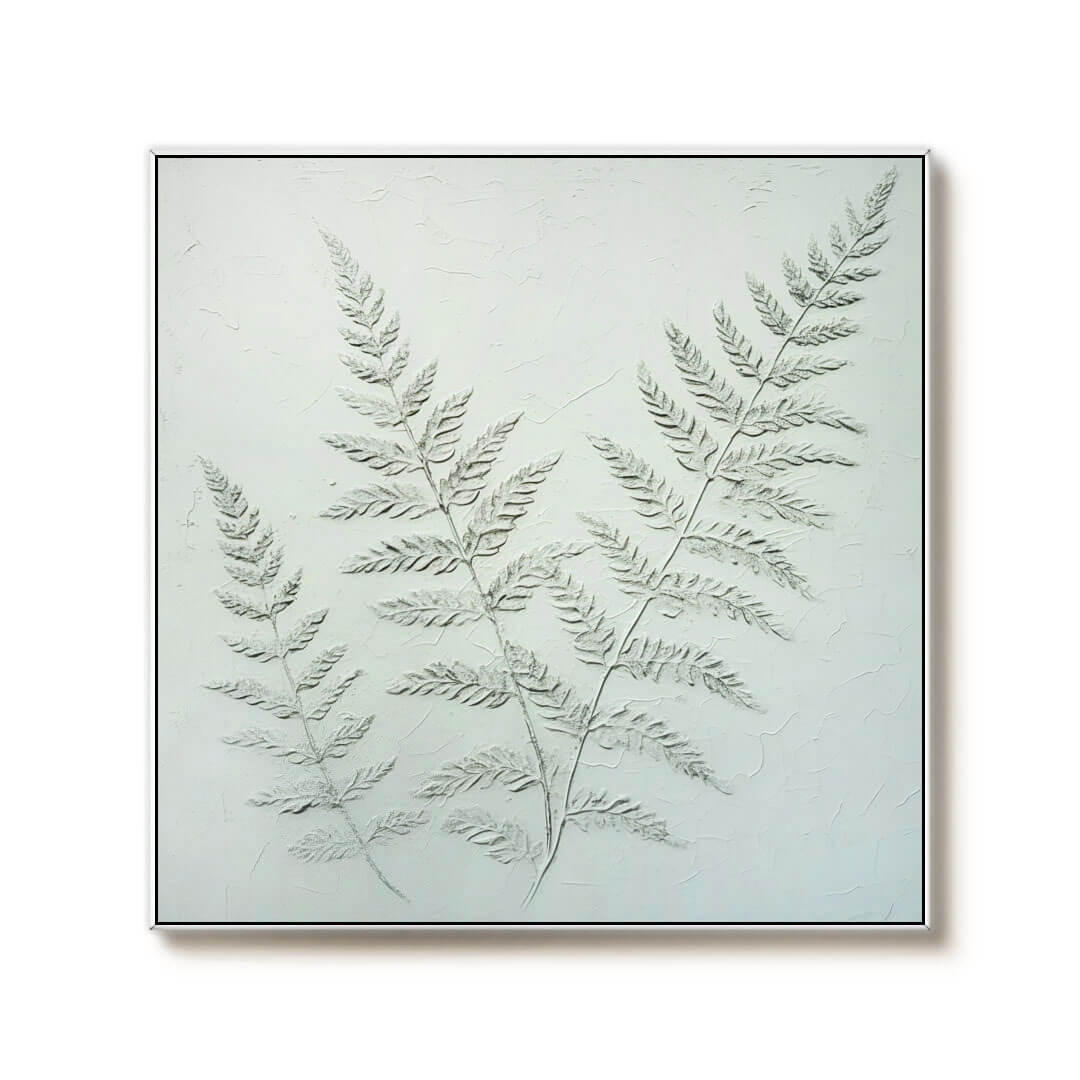 Textured Botanical Wall Art - Modern Fern Canvas Painting #JJ 431
