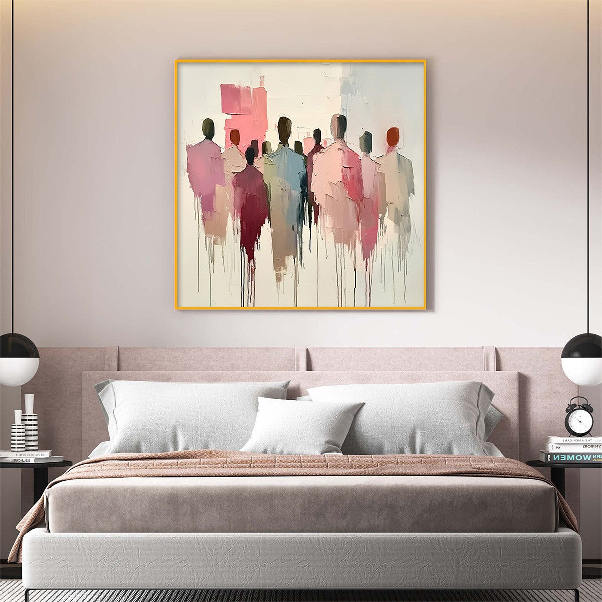 Abstract People Painting | Pink & Blue Modern Art #AA 109