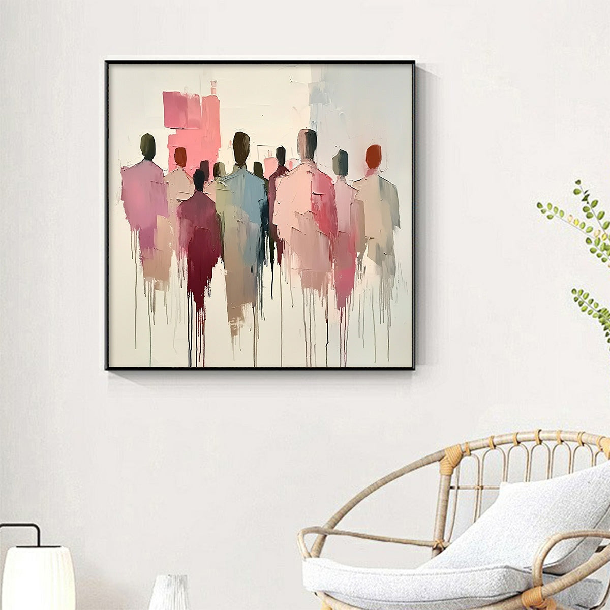 Abstract People Painting | Pink & Blue Modern Art #AA 109