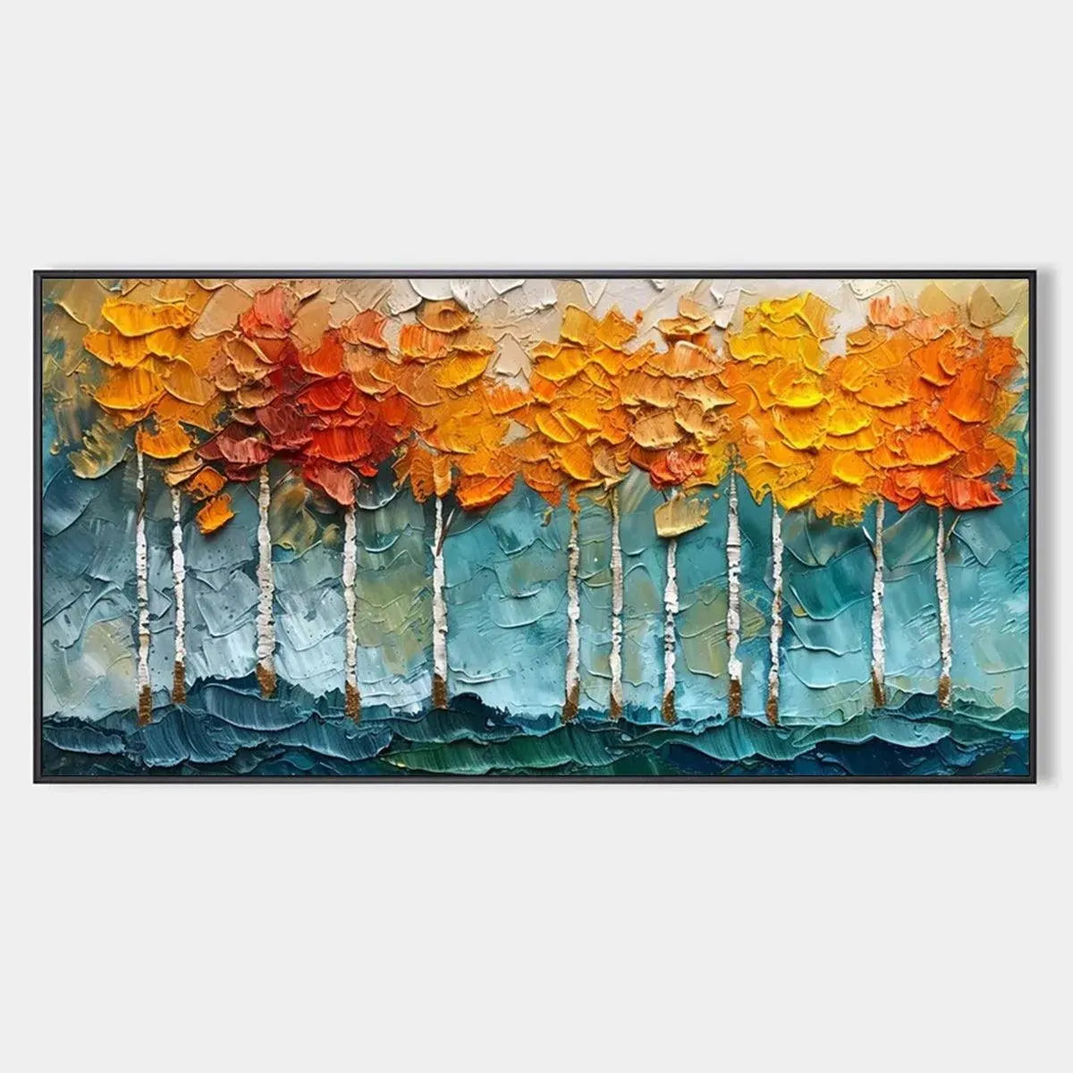 Vibrant Orange & Blue Art | Abstract Autumn Forest #AA 286