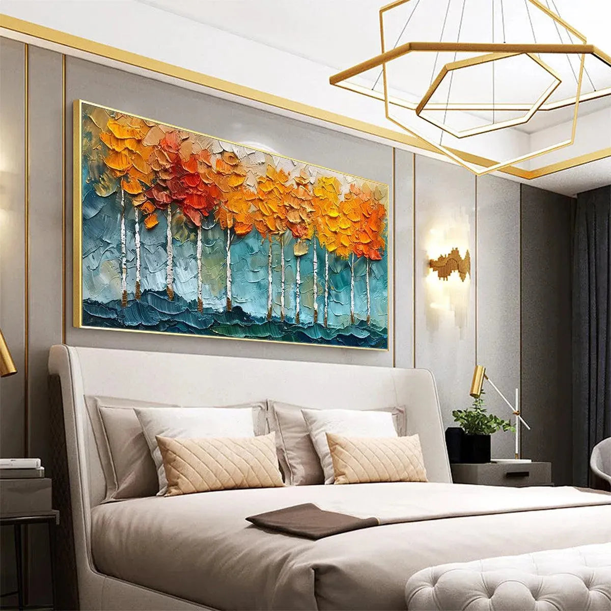 Vibrant Orange & Blue Art | Abstract Autumn Forest #AA 286