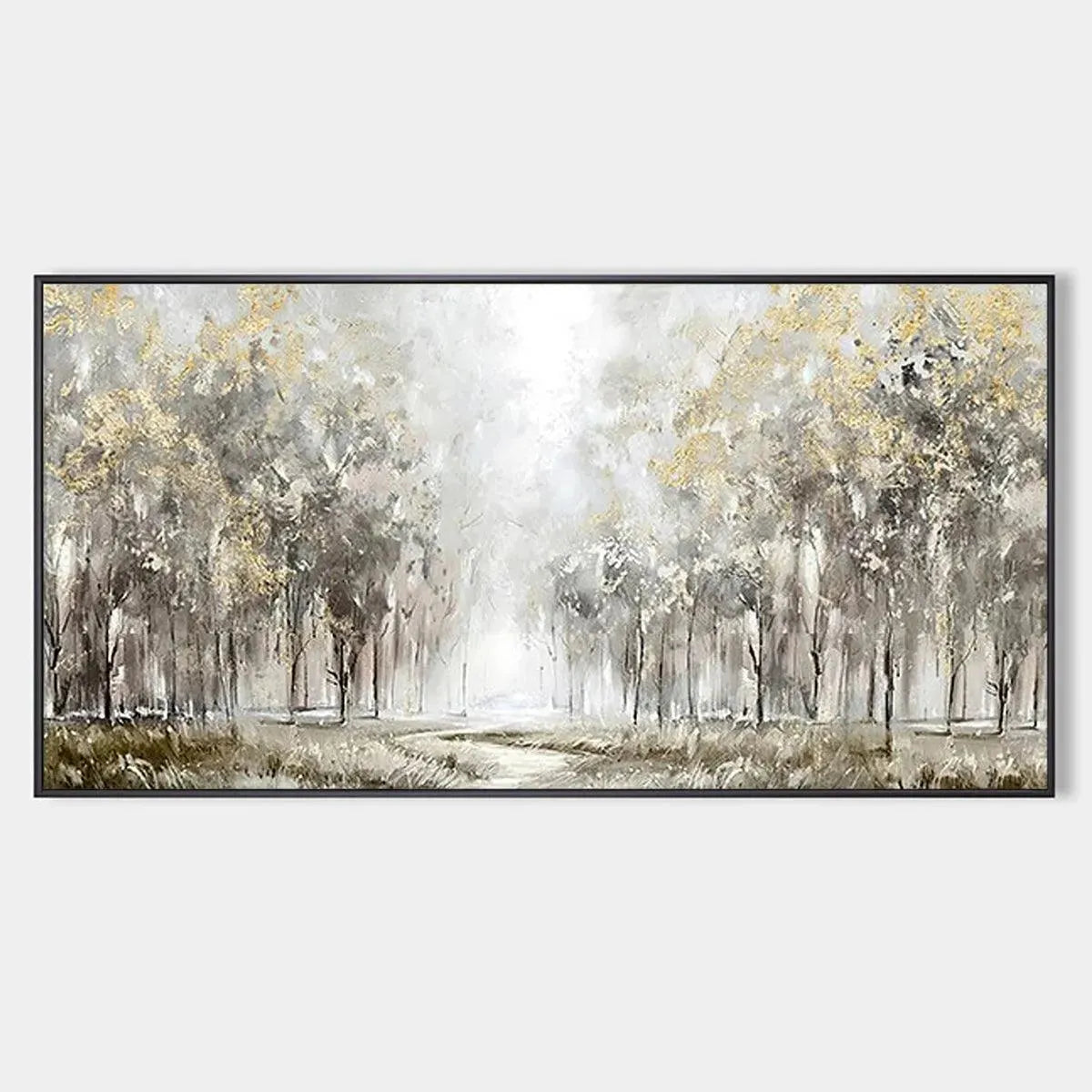 Modern Forest Painting | Neutral & Gold Wall Art #AA 307