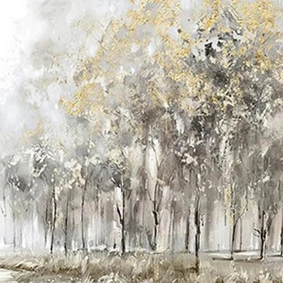 Modern Forest Painting | Neutral & Gold Wall Art #AA 307