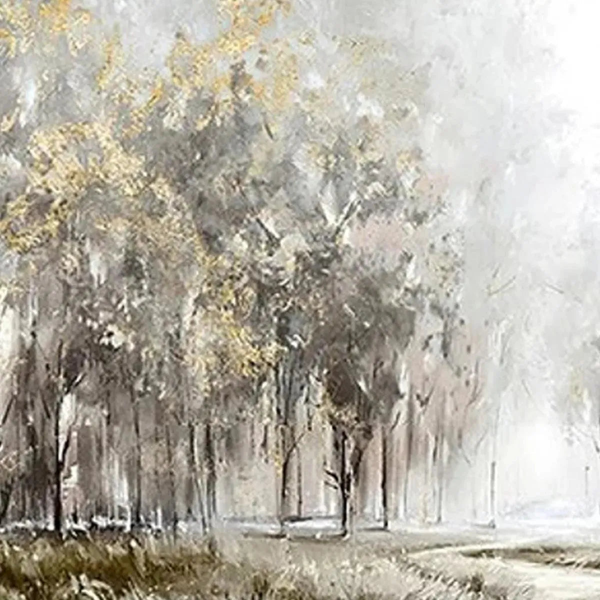 Modern Forest Painting | Neutral & Gold Wall Art #AA 307