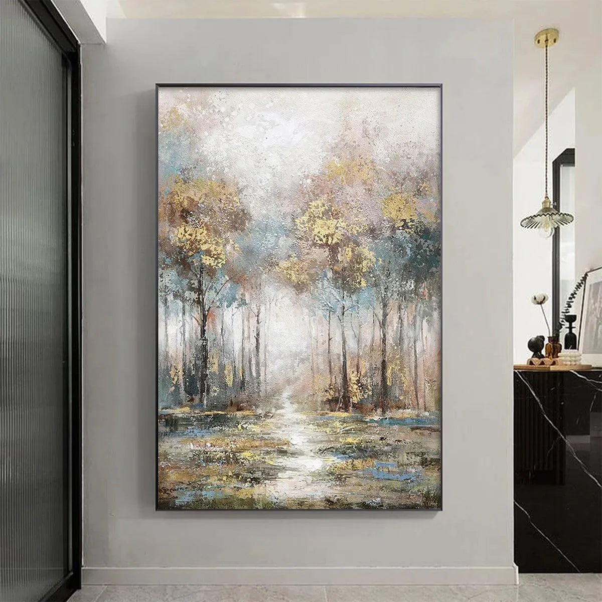 Modern Impressionist Landscape Painting | Textured Tree Wall Decor