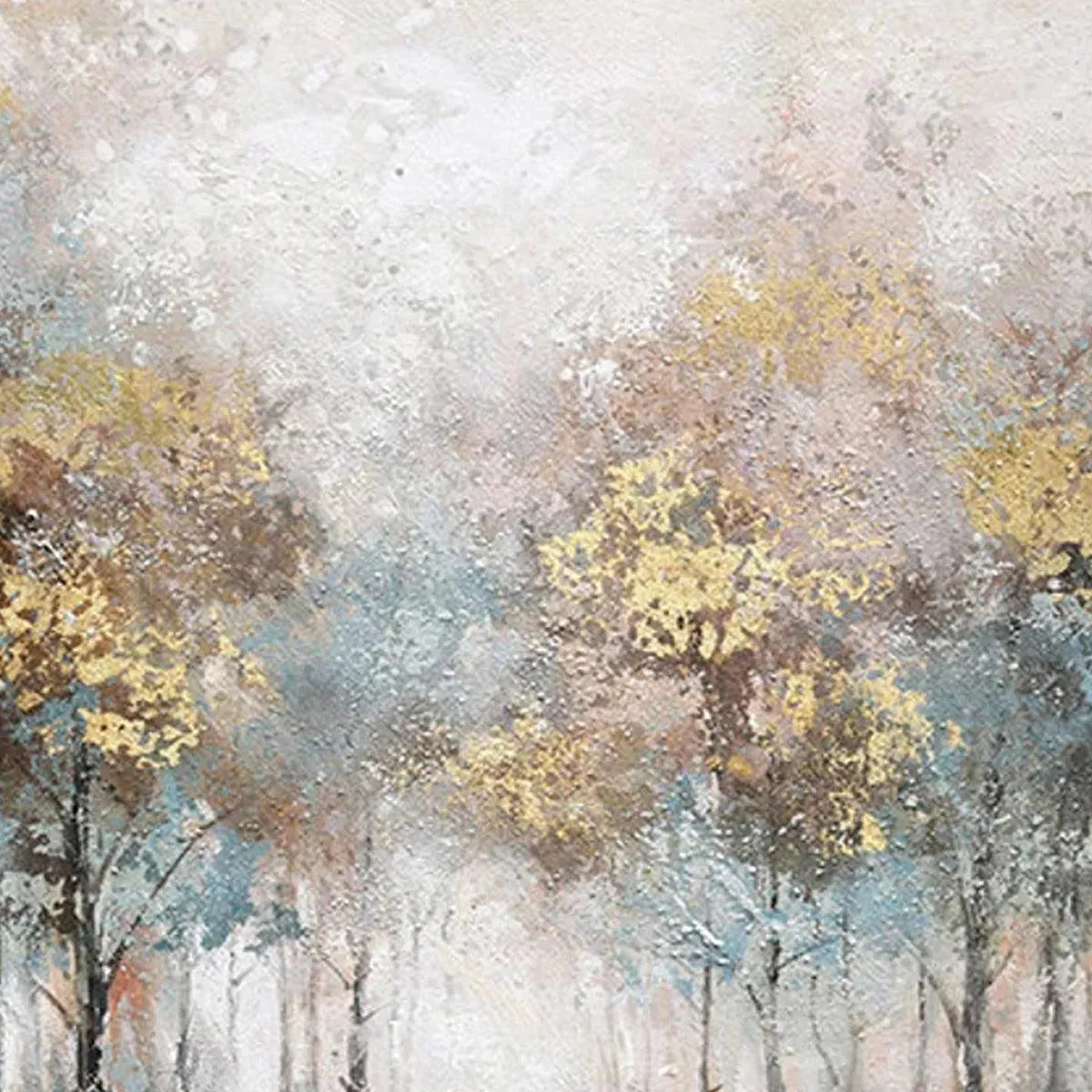 Gold and Grey Abstract Forest Canvas Wall Art | Autumn Nature Print #AA 310