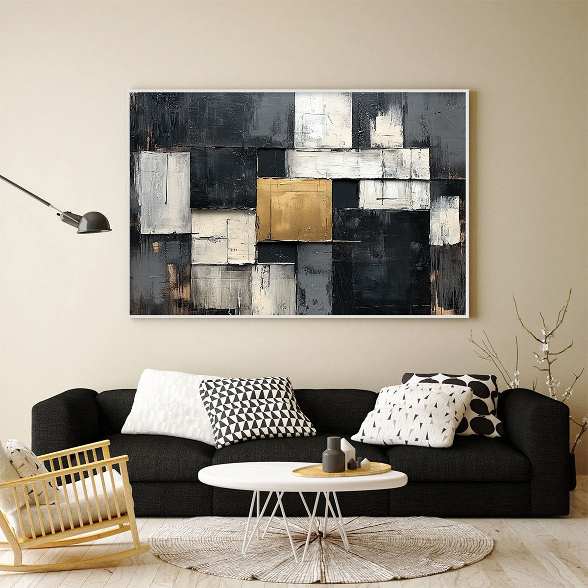 Large Geometric Abstract Art | Modern Color Block Painting