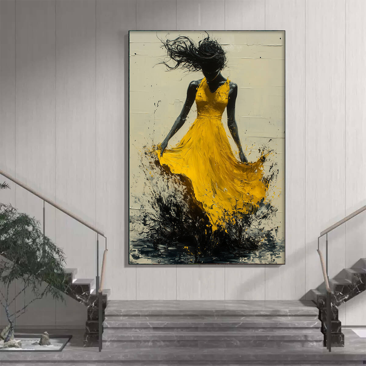 Abstract Dancer Painting | Woman with Splatter Dress Wall Art #AA 113