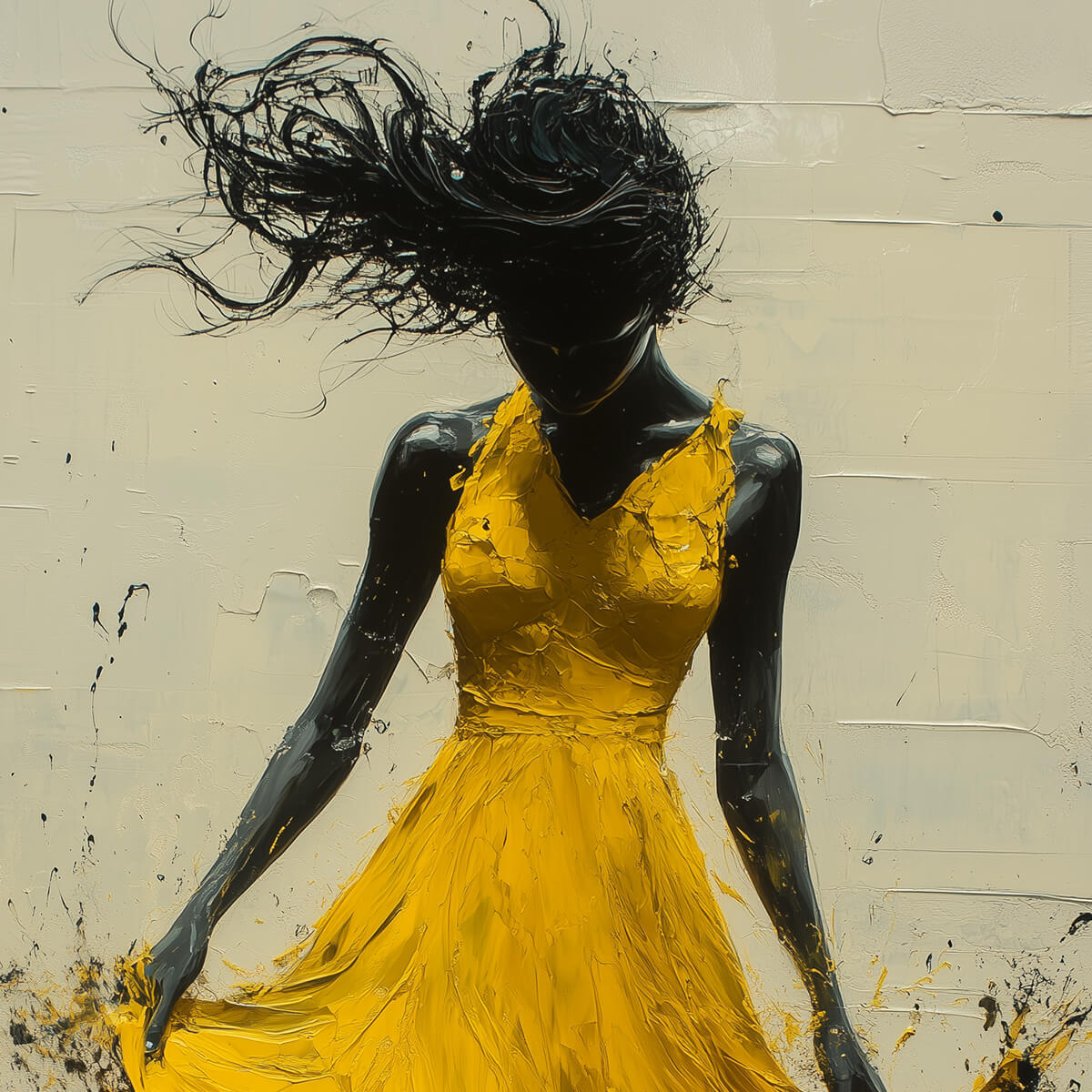 Abstract Dancer Painting | Woman with Splatter Dress Wall Art #AA 113