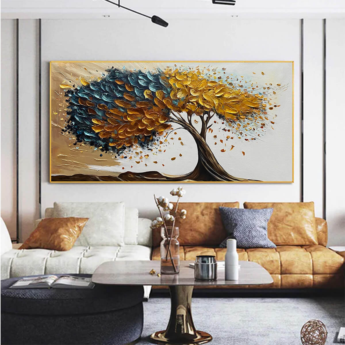 Teal and Gold Tree of Life Canvas Wall Art | Abstract Nature #AA 327