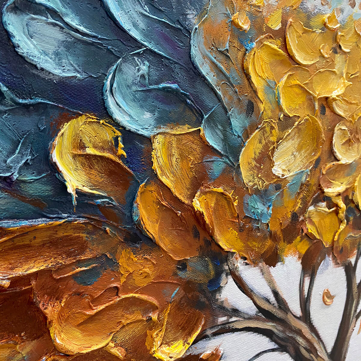 Teal and Gold Tree of Life Canvas Wall Art | Abstract Nature #AA 327