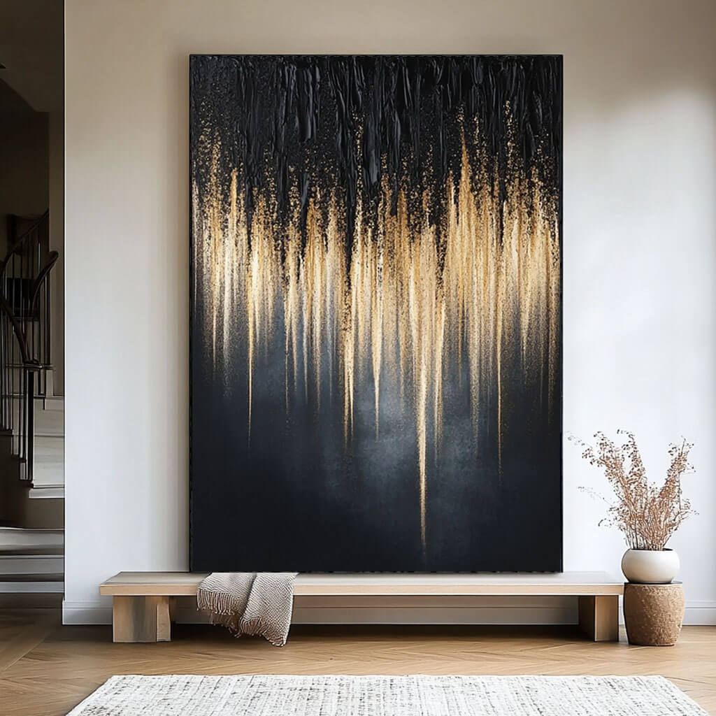 Modern Black & Gold Painting | Abstract Wall Art