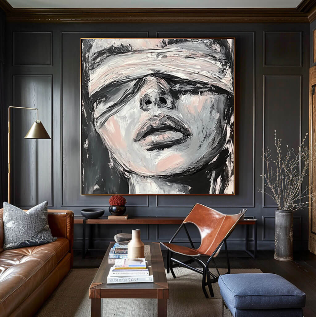 Abstract Figure Wall Art - Large Abstract Face Painting #JJ 427