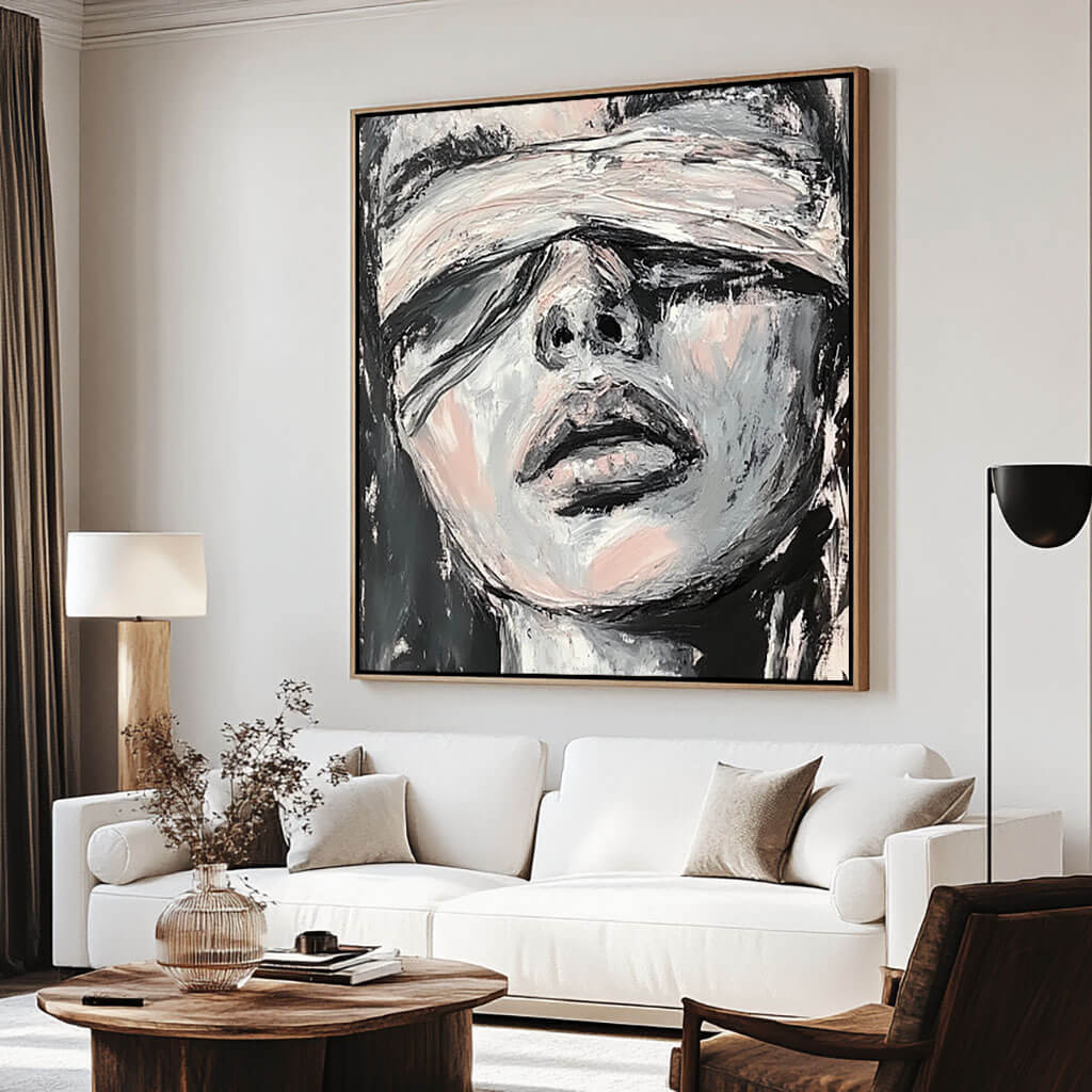 Abstract Figure Wall Art - Large Abstract Face Painting #JJ 427