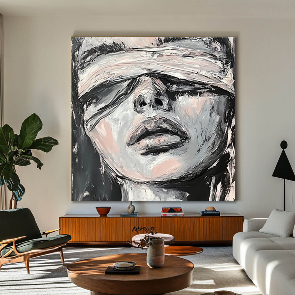 Abstract Figure Wall Art - Large Abstract Face Painting #JJ 427