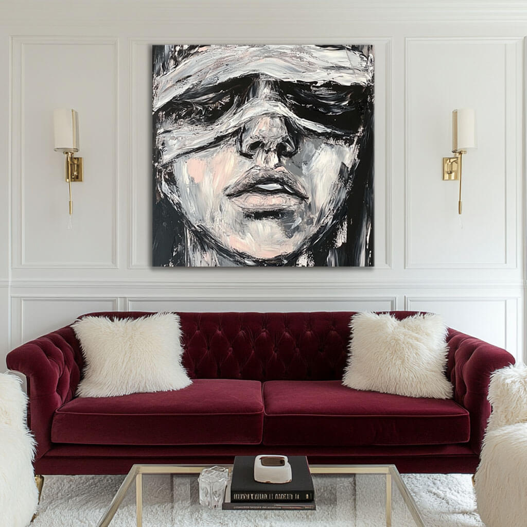 Black and White Abstract Painting - Contemporary Wall Art for Home #JJ 428