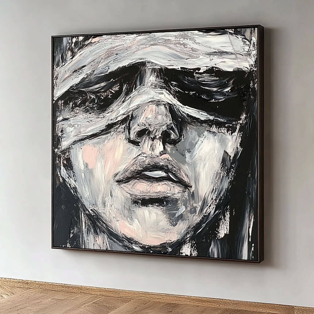 Black and White Abstract Painting - Contemporary Wall Art for Home #JJ 428