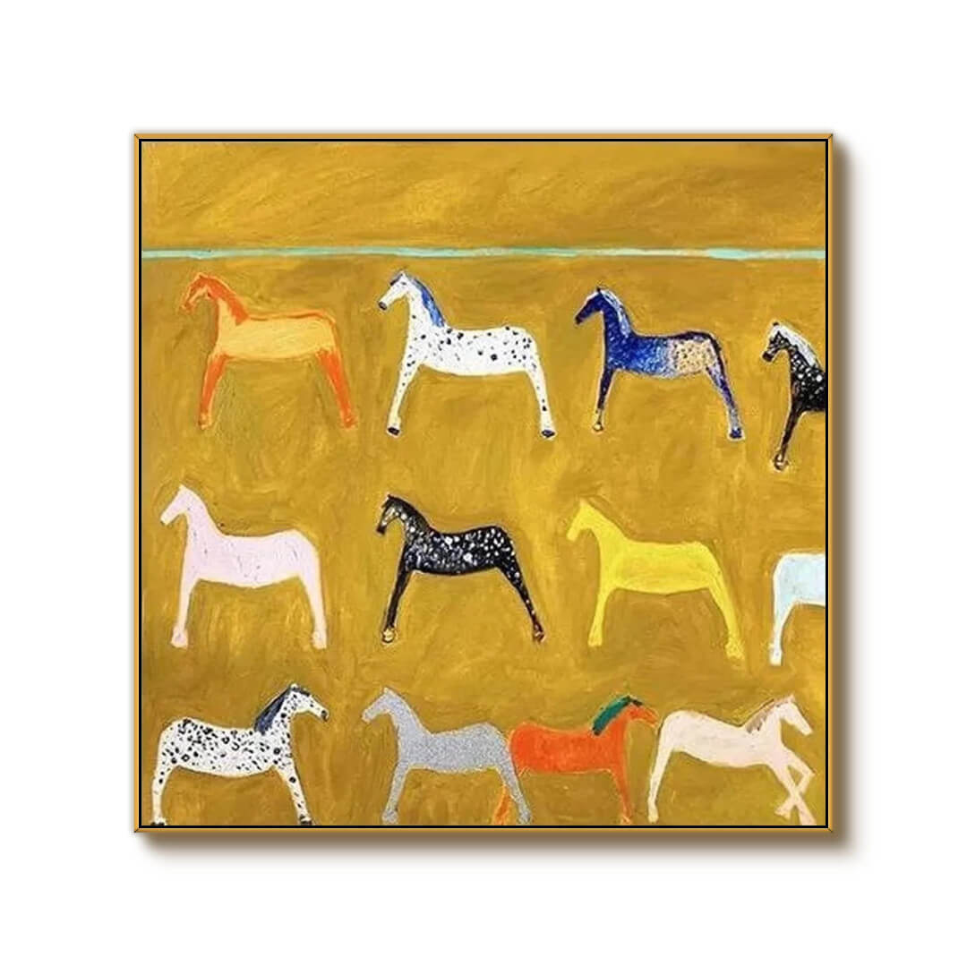 Abstract Horse Wall Art - Colorful Horse Painting on Canvas #JJ 426