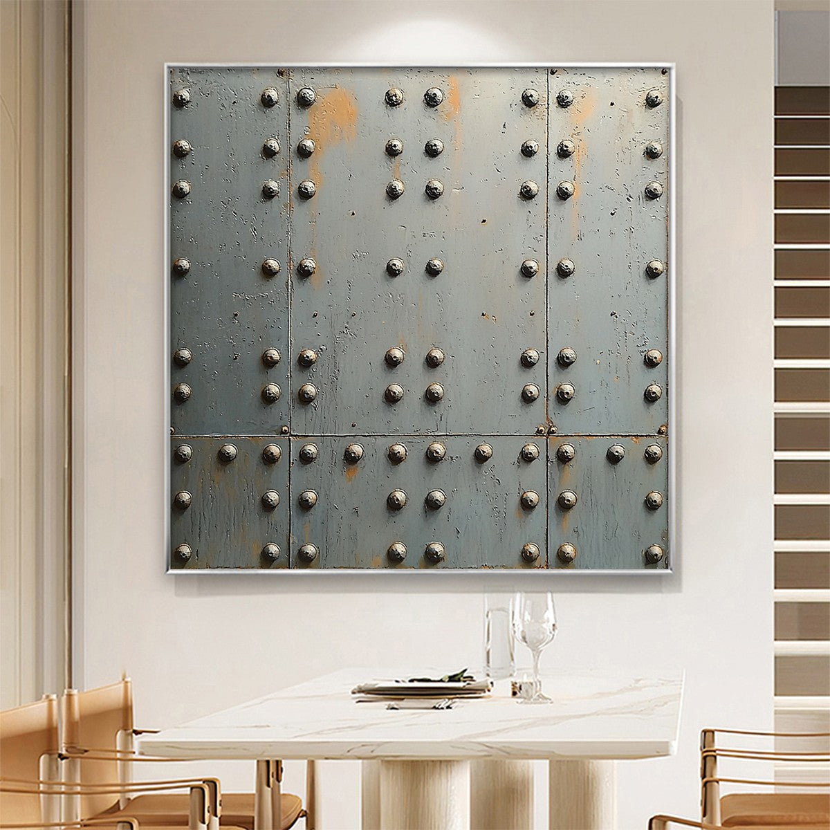 3D Riveted Metal Painting | Realistic Industrial Wall Art #AA 210