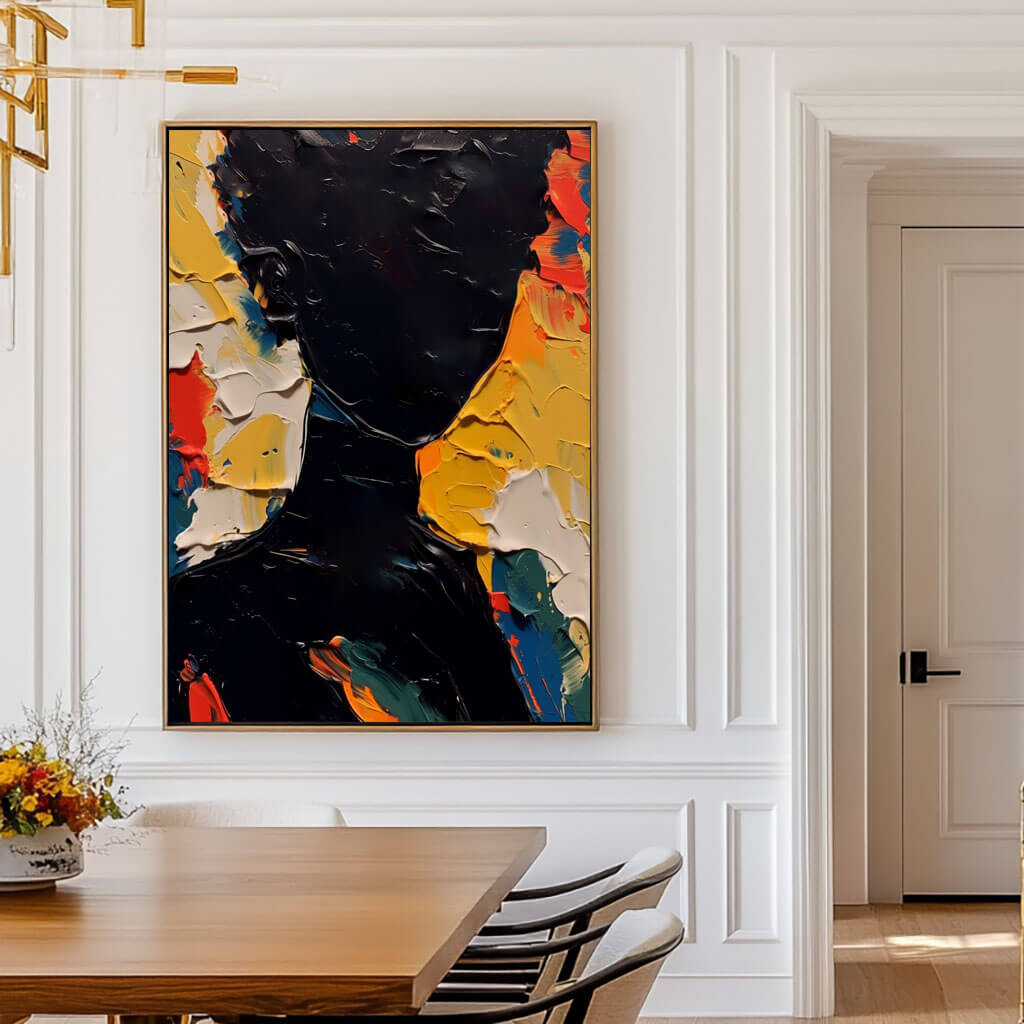 Black Art Portrait | Textured Silhouette Wall Painting #ZZ 227