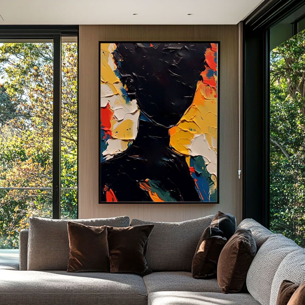 Black Art Portrait | Textured Silhouette Wall Painting #ZZ 227