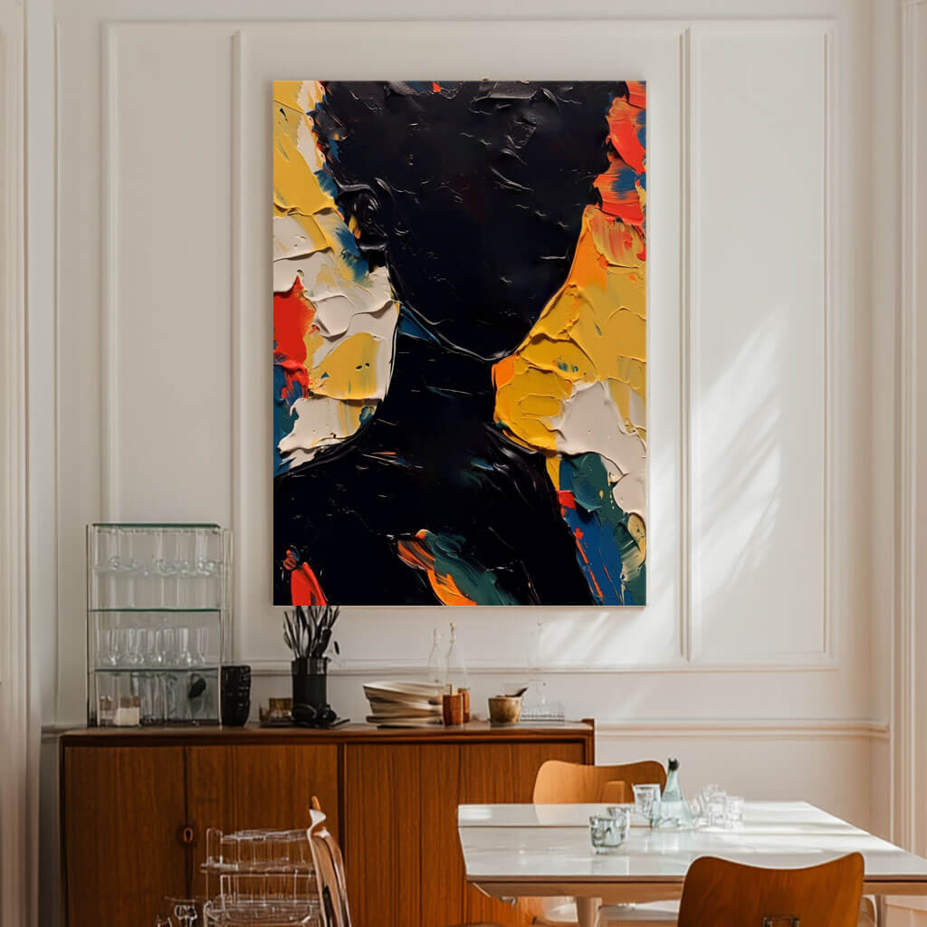 Black Art Portrait | Textured Silhouette Wall Painting #ZZ 227