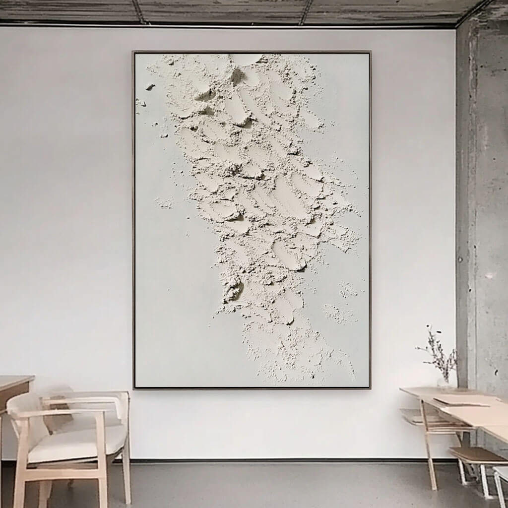 White Textured Wall Art - 3D Plaster Effect Canvas Print #AA 320