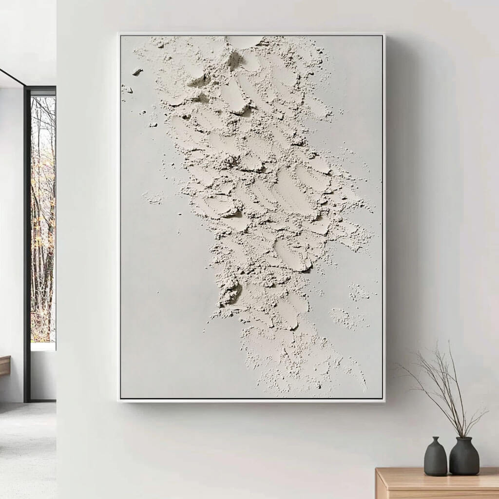 Wabi-sabi Style White Canvas Art | Japandi Minimalist Decor