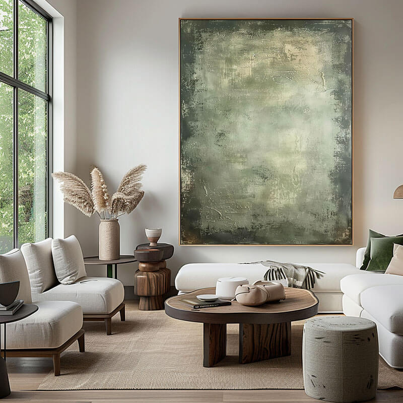 Textured Palette Knife Painting | Sage Green Abstract Art