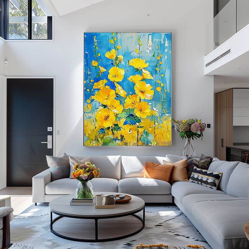 Cheerful Yellow Wildflower Painting | Sunny Day Abstract Art