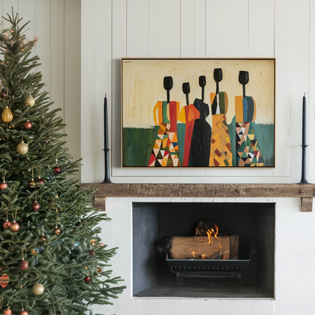 Mid-Century Modern Wall Art | Retro Abstract People Decor #JJ 440