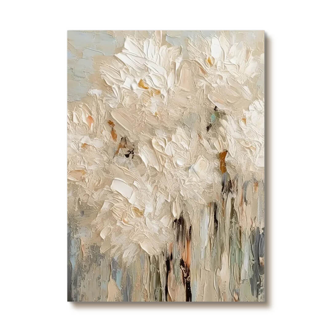 Textured White Flower Painting | 3D Impasto Floral Wall Art #AA 057